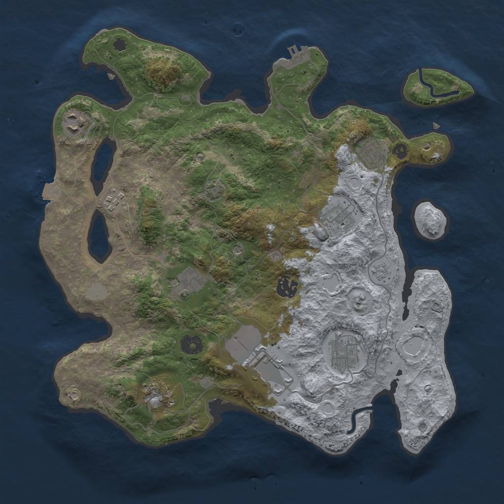 Rust Map: Procedural Map, Size: 3500, Seed: 1013142531, 16 Monuments