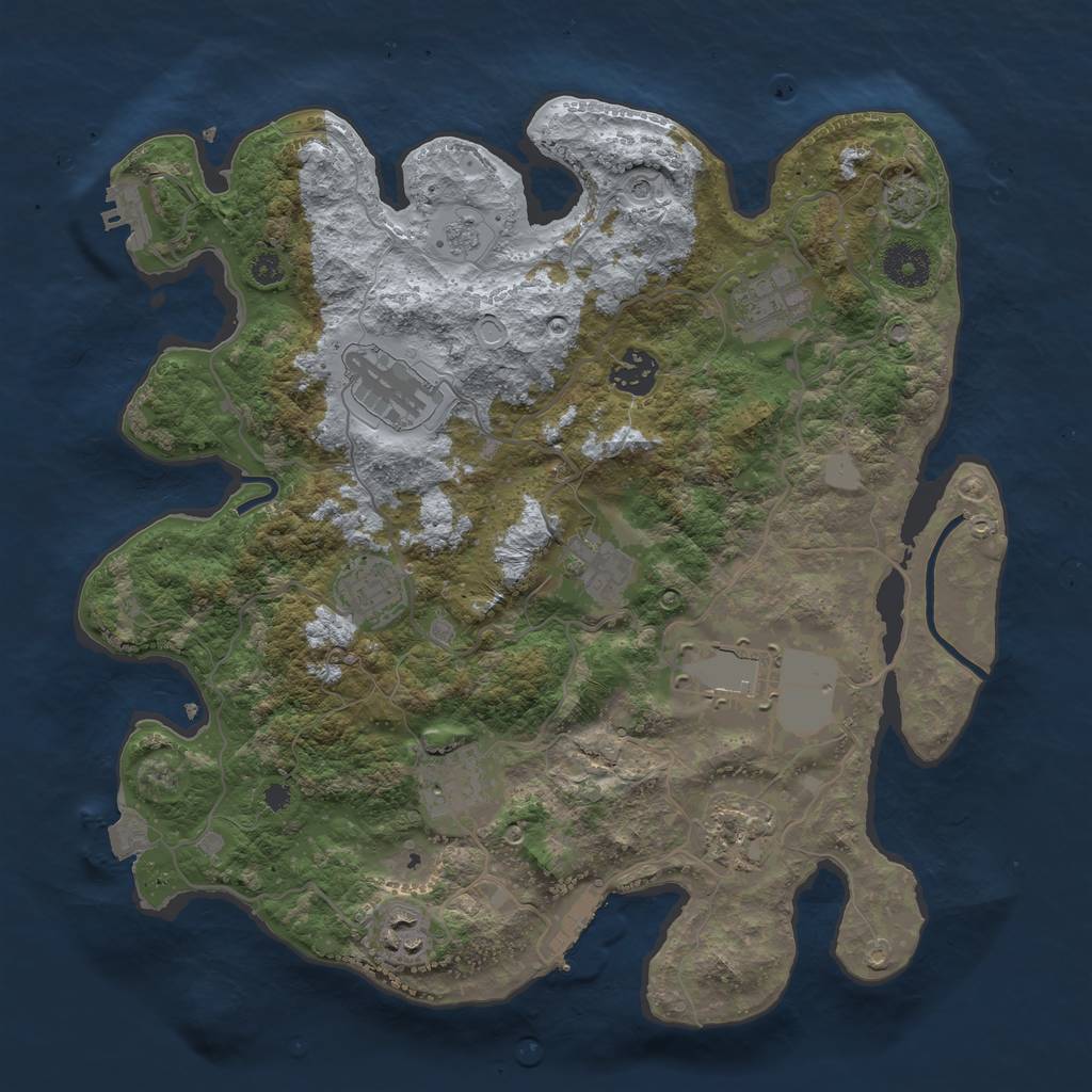 Rust Map: Procedural Map, Size: 3500, Seed: 1850348006, 17 Monuments