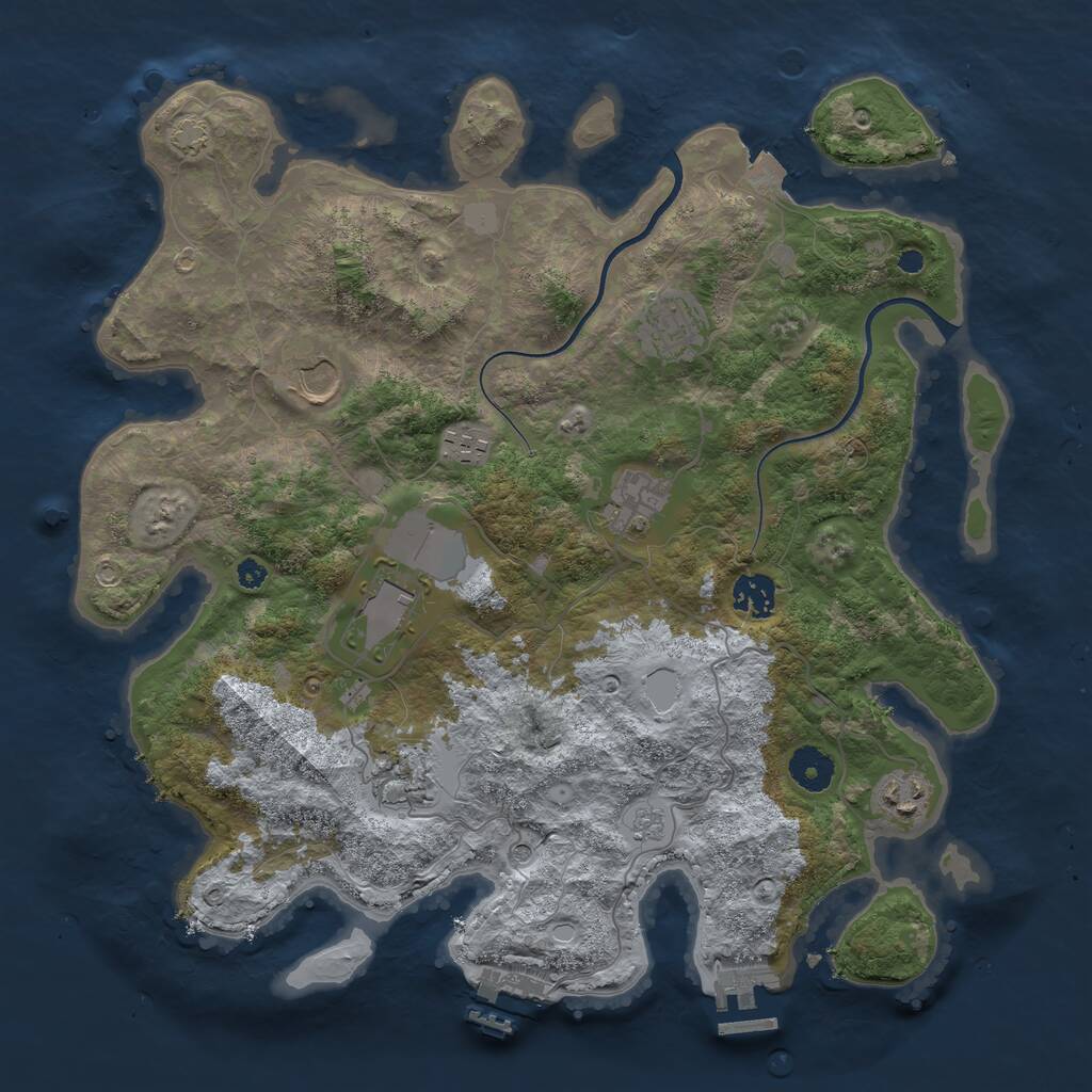 Rust Map: Procedural Map, Size: 3700, Seed: 1853807330, 14 Monuments