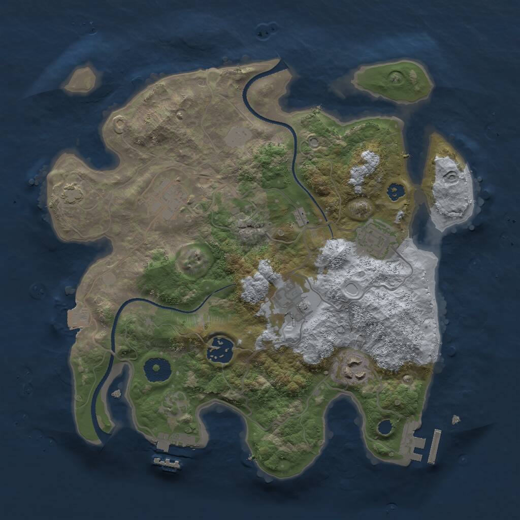 Rust Map: Procedural Map, Size: 3000, Seed: 83749275, 9 Monuments