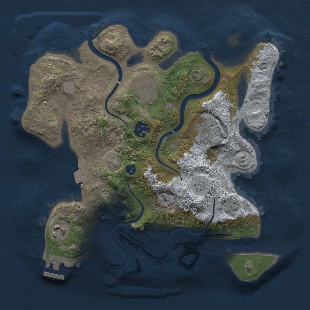Rust Map: Procedural Map, Size: 3000, Seed: 52454, 10 Monuments