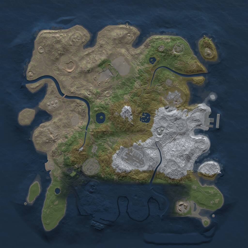 Rust Map: Procedural Map, Size: 3500, Seed: 1216160633, 14 Monuments
