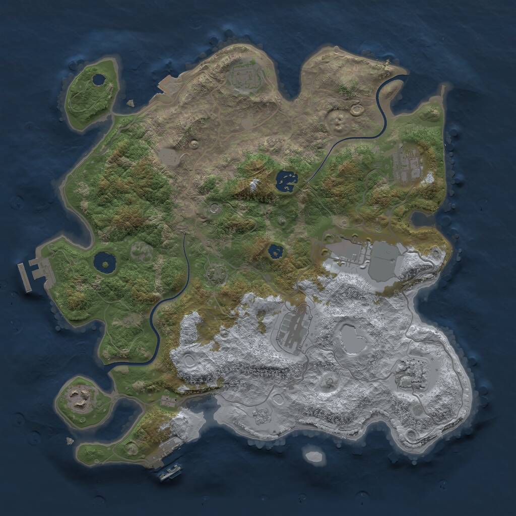 Rust Map: Procedural Map, Size: 3500, Seed: 6985, 13 Monuments