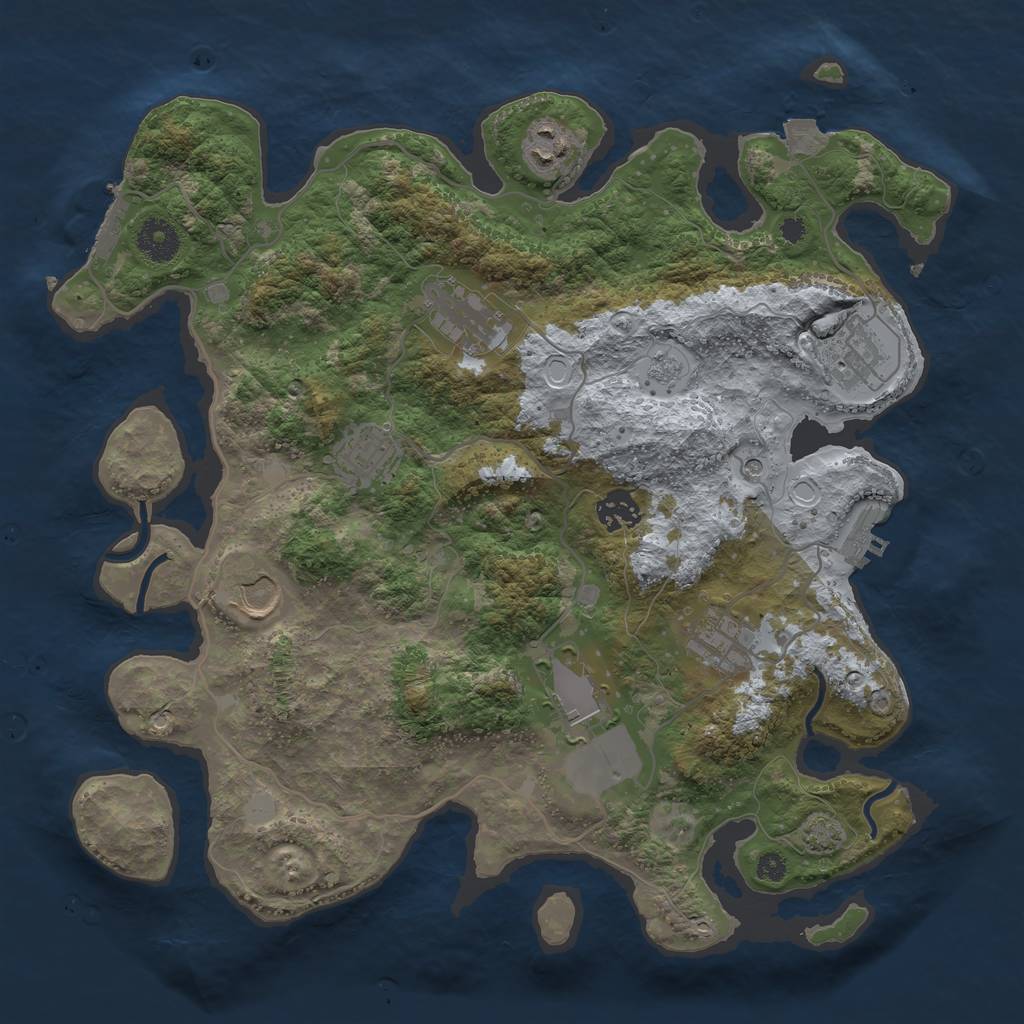 Rust Map: Procedural Map, Size: 3600, Seed: 21002, 16 Monuments