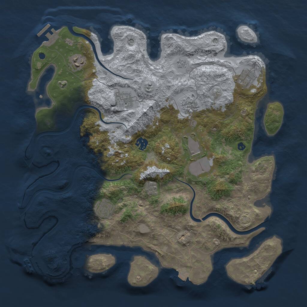 Rust Map: Procedural Map, Size: 3800, Seed: 1529312, 14 Monuments