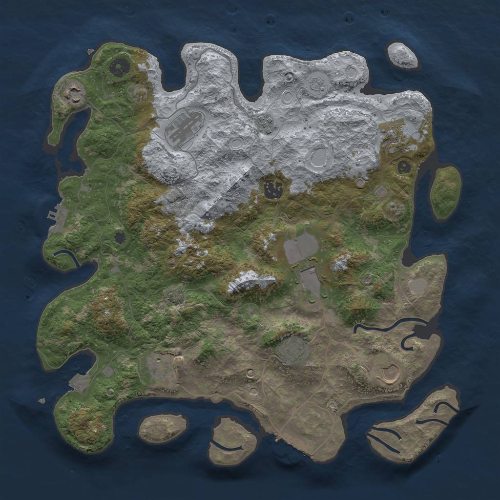 Rust Map: Procedural Map, Size: 3800, Seed: 1529312, 17 Monuments