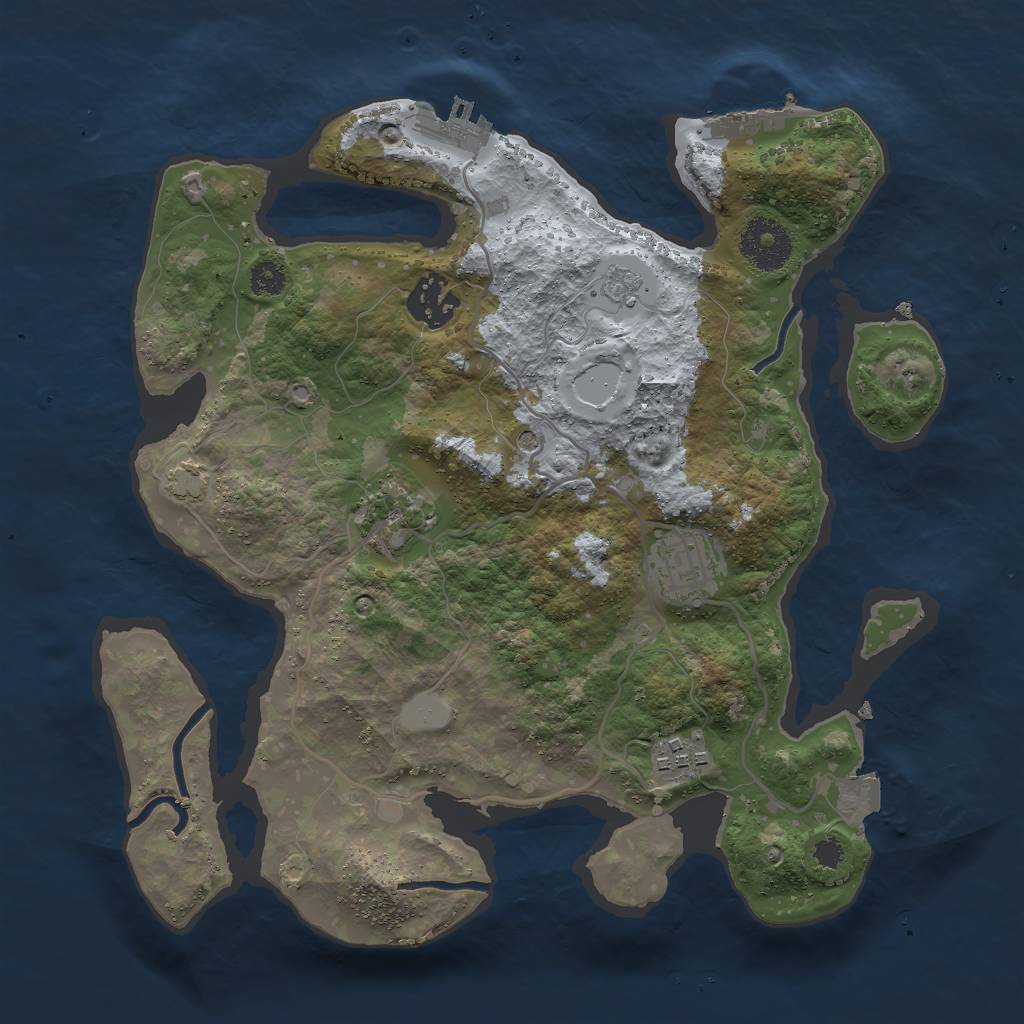 Rust Map: Procedural Map, Size: 3000, Seed: 33641, 12 Monuments