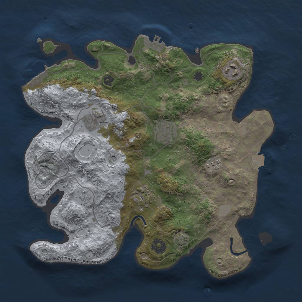 Rust Map: Procedural Map, Size: 3000, Seed: 1242502567, 13 Monuments