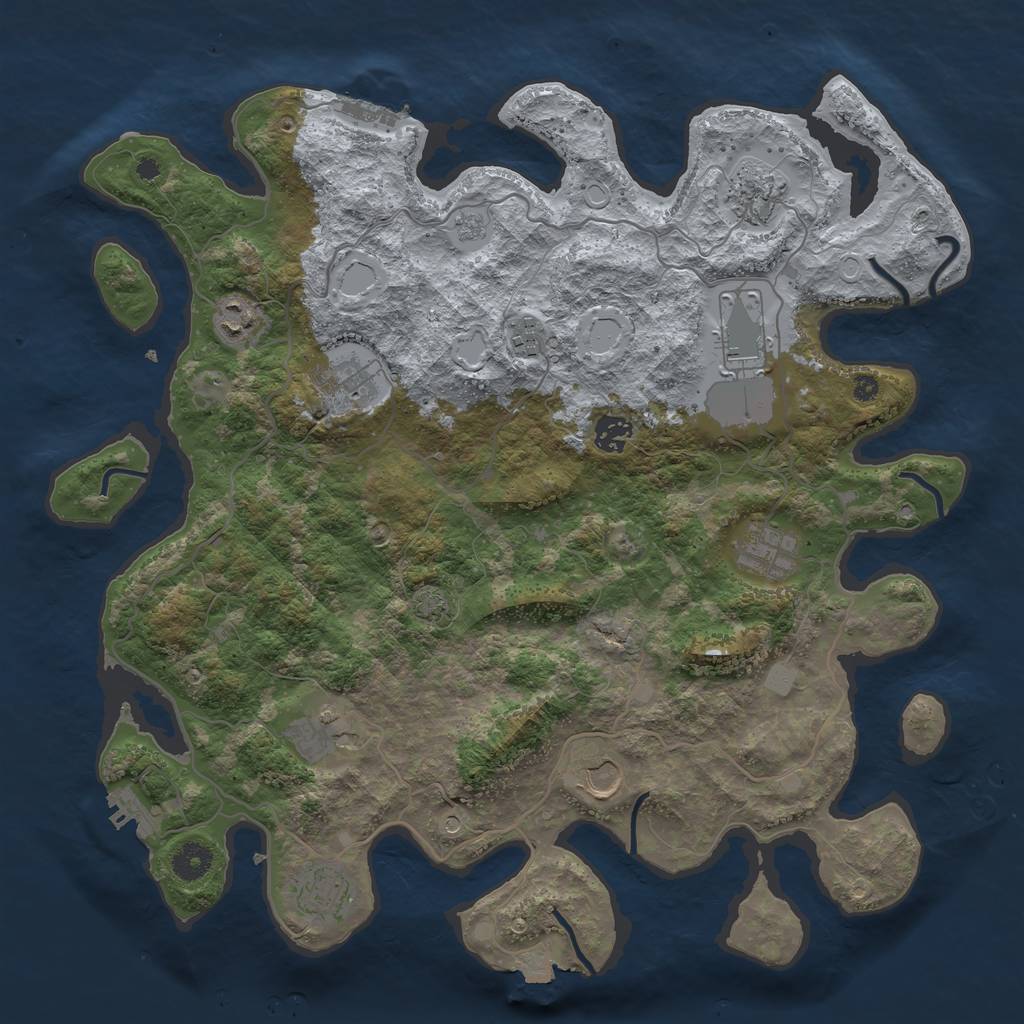 Rust Map: Procedural Map, Size: 4000, Seed: 977308387, 18 Monuments