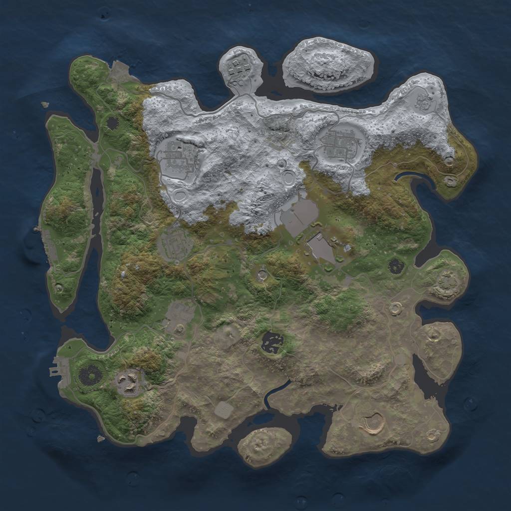 Rust Map: Procedural Map, Size: 3500, Seed: 1983384841, 17 Monuments