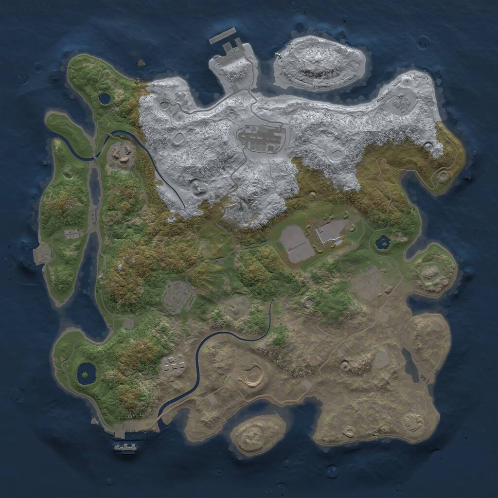Rust Map: Procedural Map, Size: 3500, Seed: 1983384841, 13 Monuments