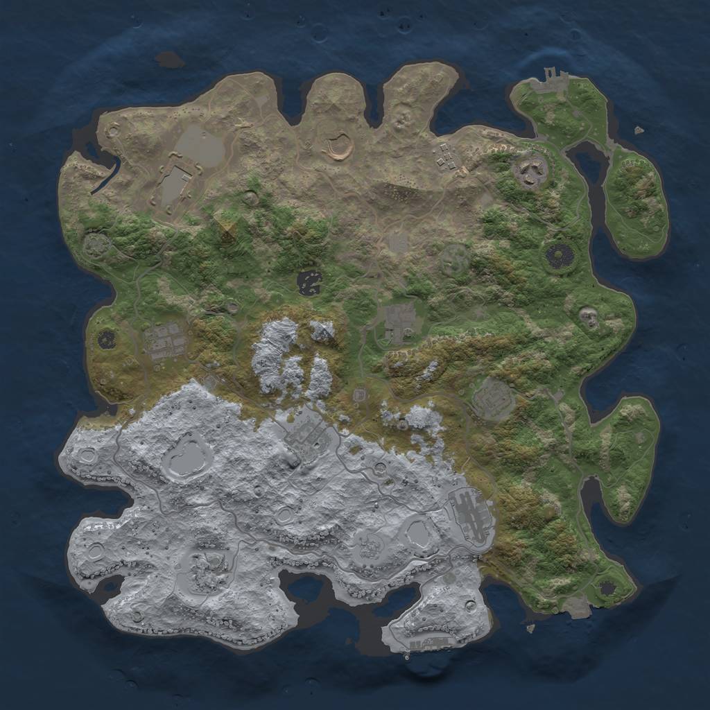 Rust Map: Procedural Map, Size: 4000, Seed: 38000, 19 Monuments
