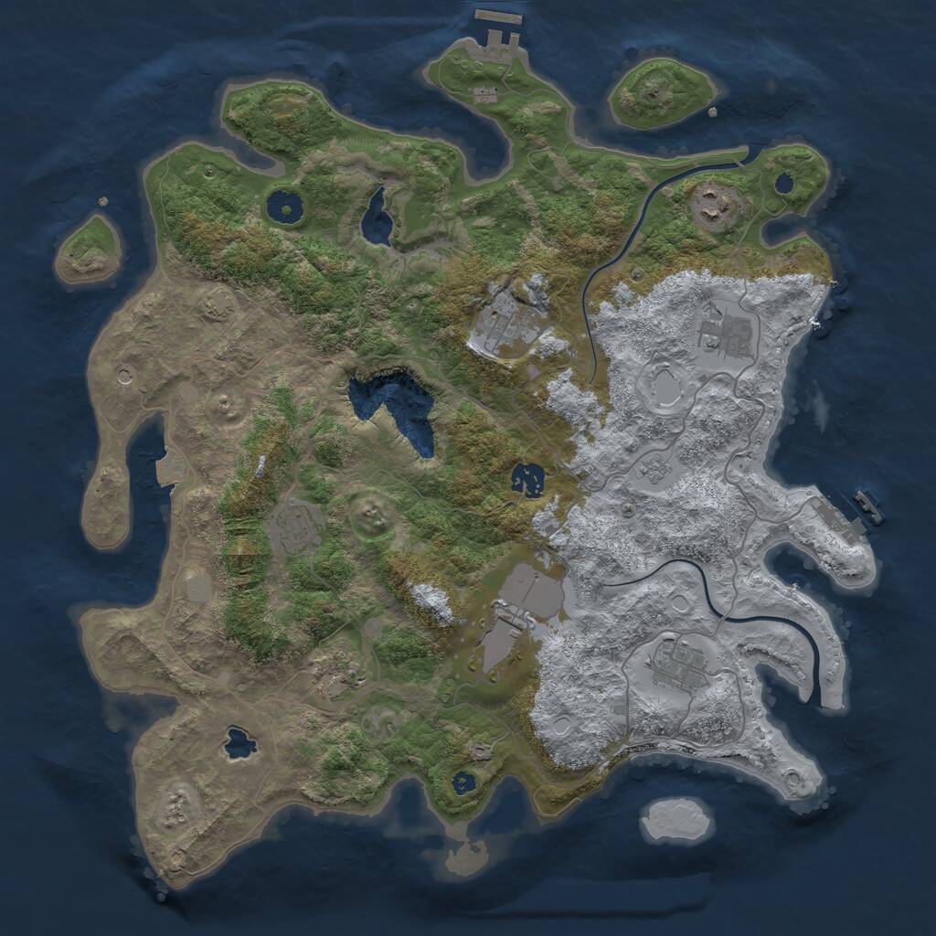Rust Map: Procedural Map, Size: 4000, Seed: 23131, 14 Monuments