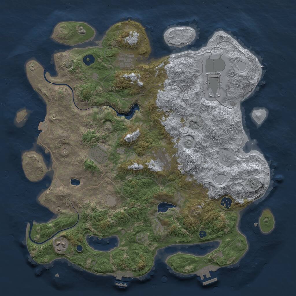 Rust Map: Procedural Map, Size: 4000, Seed: 1217674186, 13 Monuments