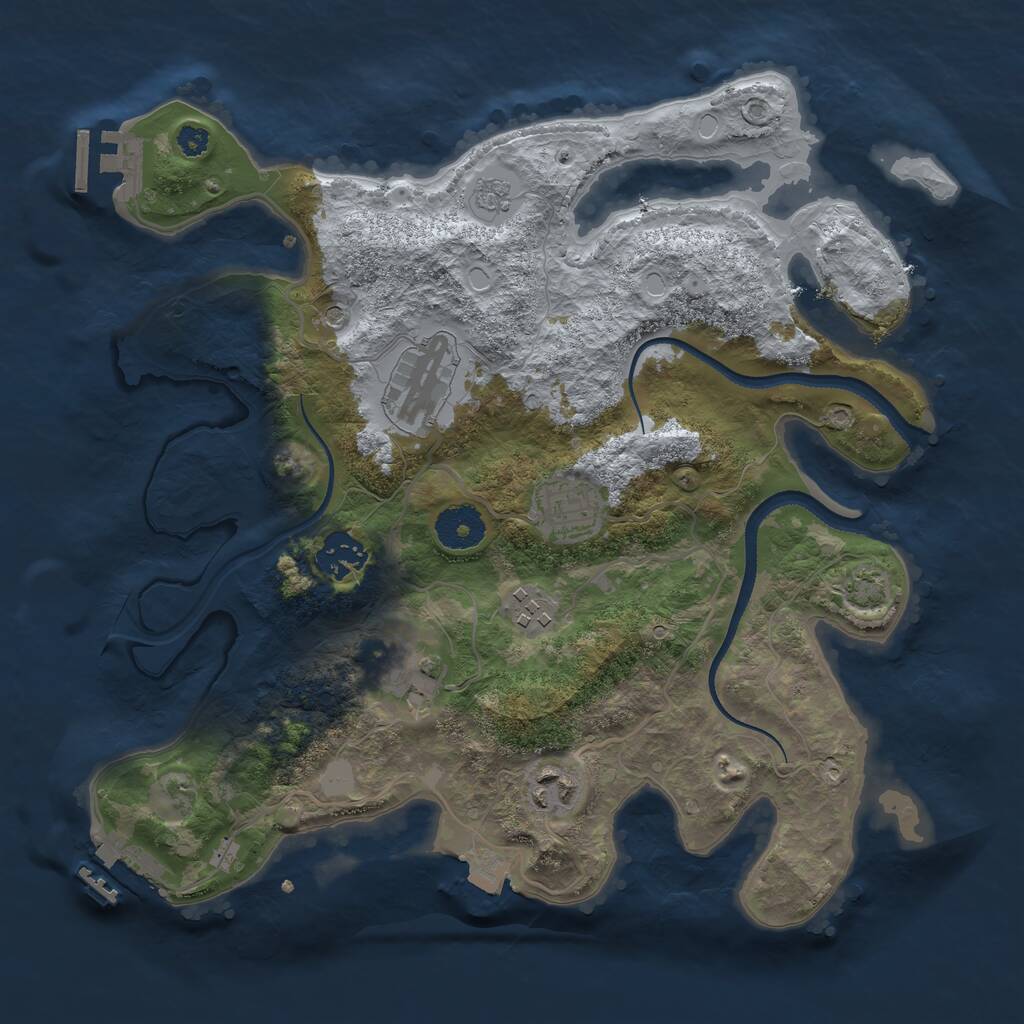 Rust Map: Procedural Map, Size: 3300, Seed: 607484393, 12 Monuments