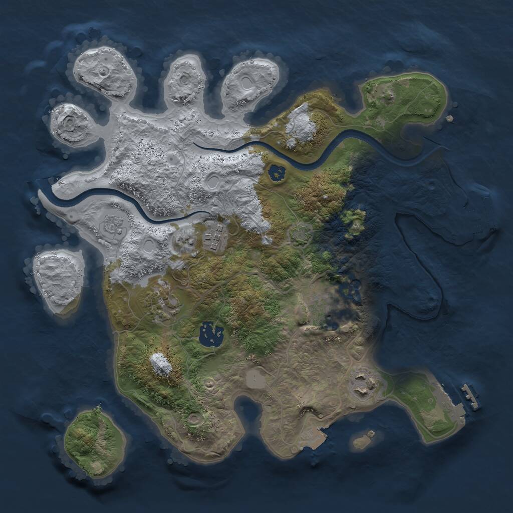 Rust Map: Procedural Map, Size: 3000, Seed: 21436, 11 Monuments