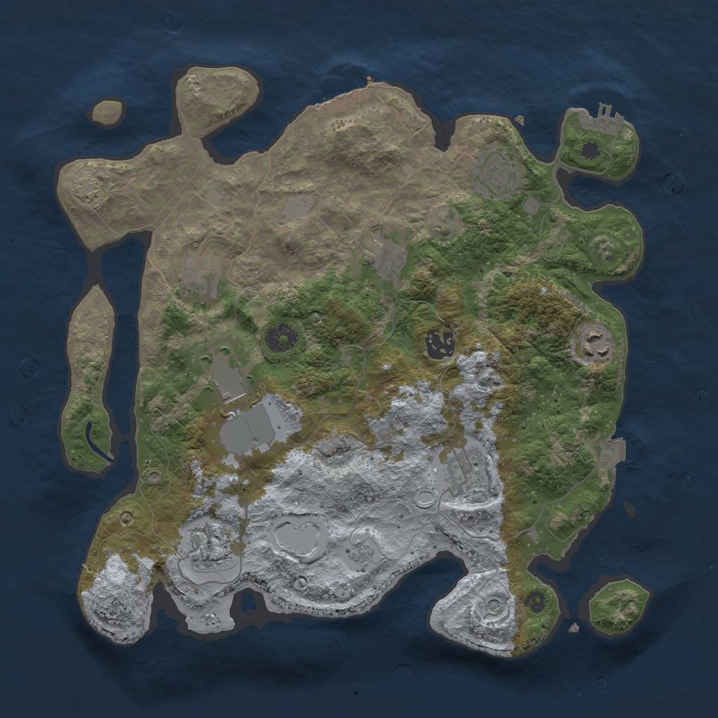 Rust Map: Procedural Map, Size: 3500, Seed: 422391, 16 Monuments