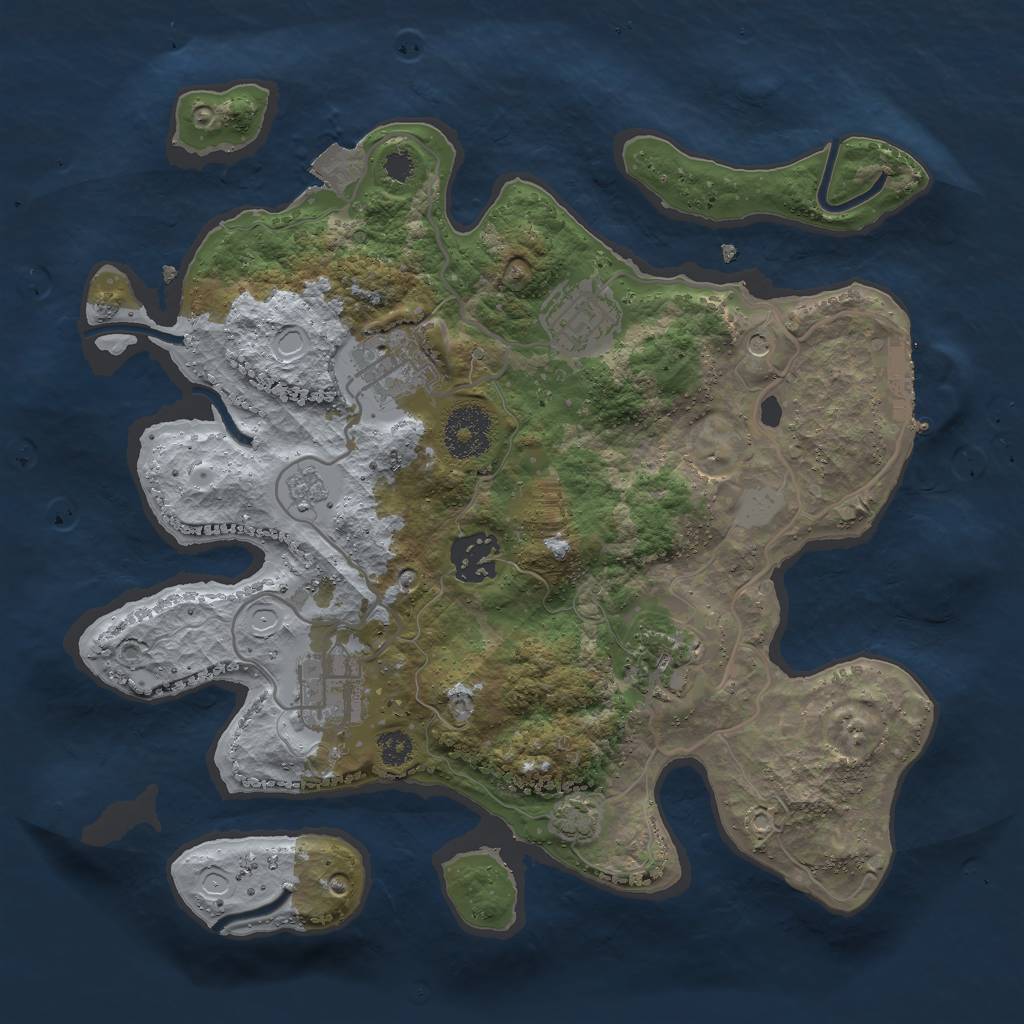 Rust Map: Procedural Map, Size: 3000, Seed: 23242, 12 Monuments