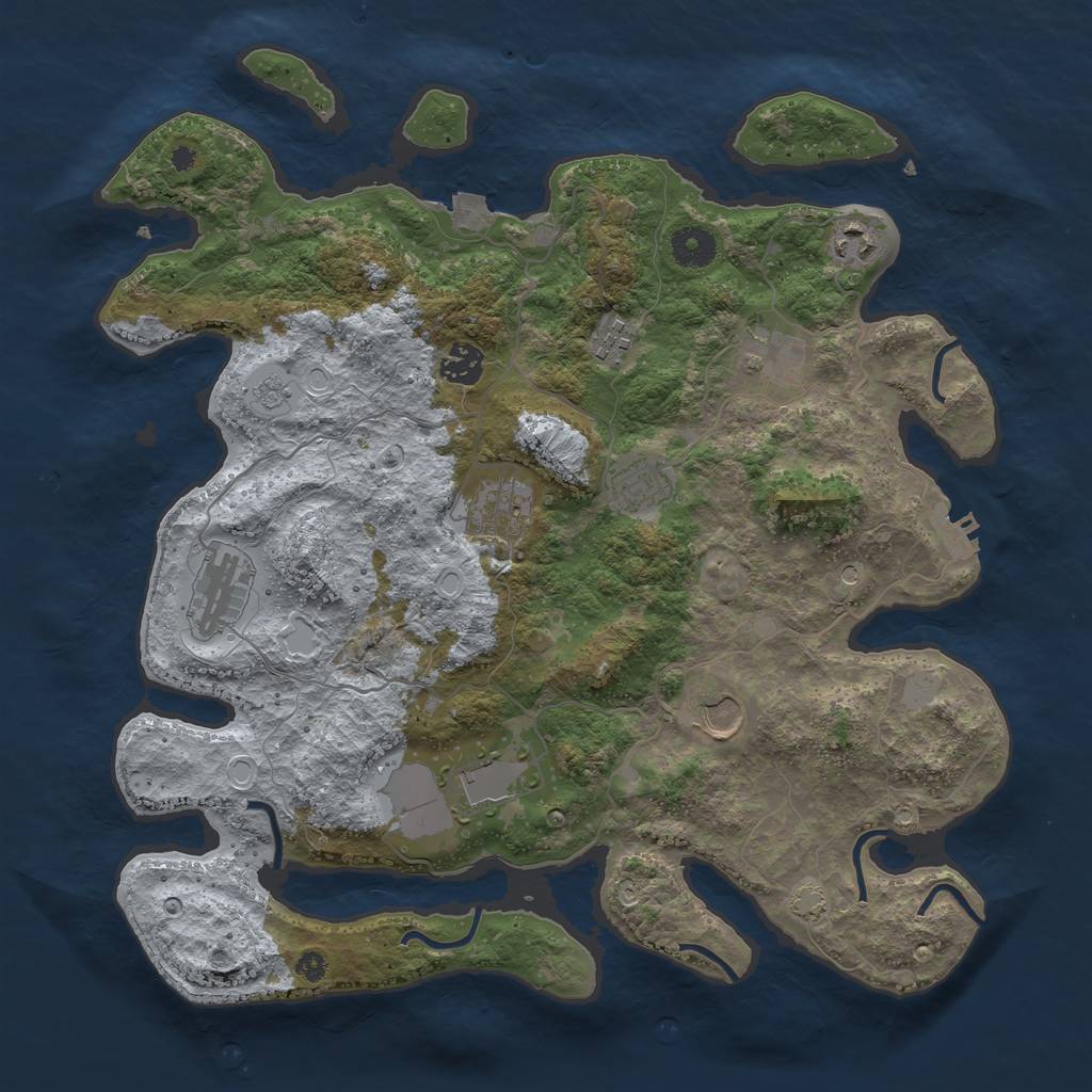 Rust Map: Procedural Map, Size: 3800, Seed: 94994600, 16 Monuments