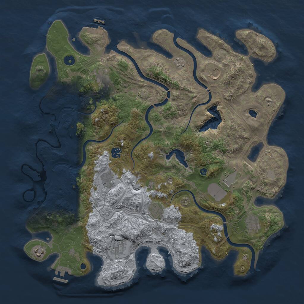 Rust Map: Procedural Map, Size: 4250, Seed: 1839723193, 16 Monuments