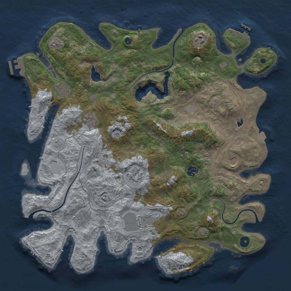 Rust Map: Procedural Map, Size: 4250, Seed: 1041897103, 14 Monuments