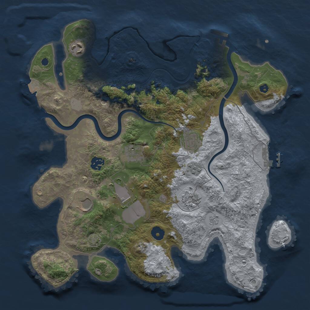 Rust Map: Procedural Map, Size: 3500, Seed: 1734258520, 14 Monuments