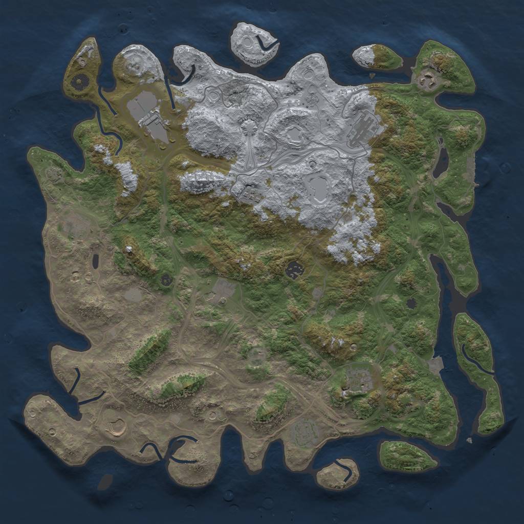 Rust Map: Procedural Map, Size: 4500, Seed: 350369896, 17 Monuments