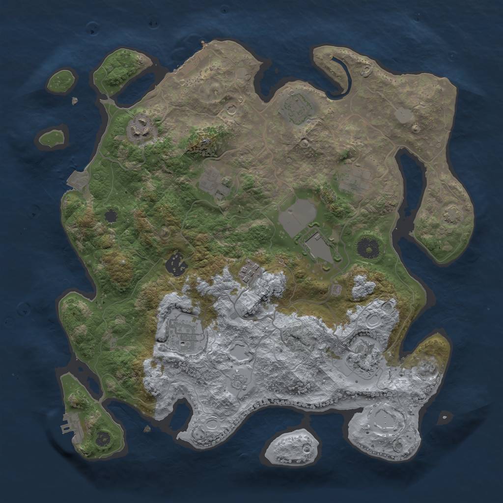 Rust Map: Procedural Map, Size: 3500, Seed: 983600724, 17 Monuments