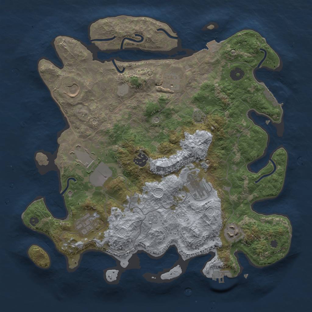 Rust Map: Procedural Map, Size: 3500, Seed: 1122629741, 15 Monuments