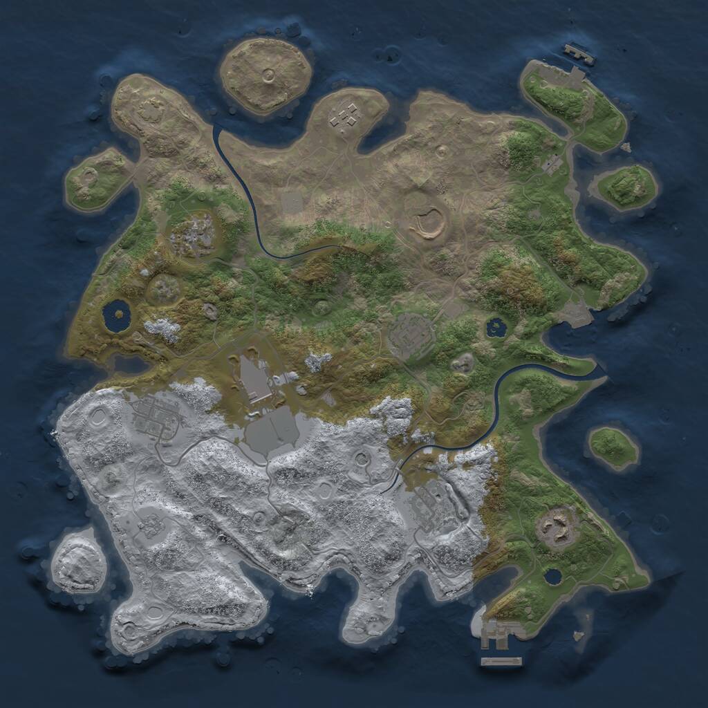 Rust Map: Procedural Map, Size: 3500, Seed: 60653773, 14 Monuments