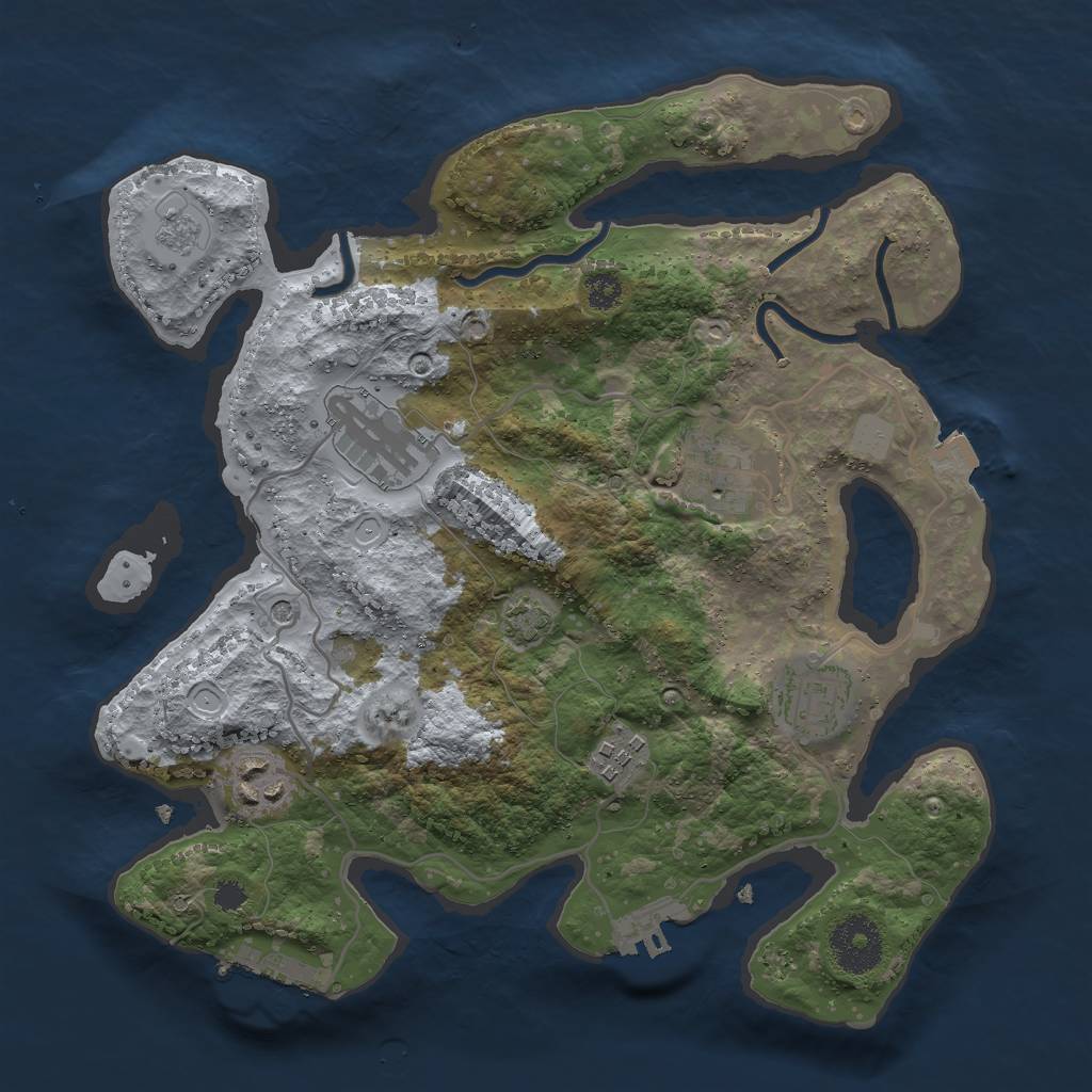 Rust Map: Procedural Map, Size: 3000, Seed: 951856083, 13 Monuments