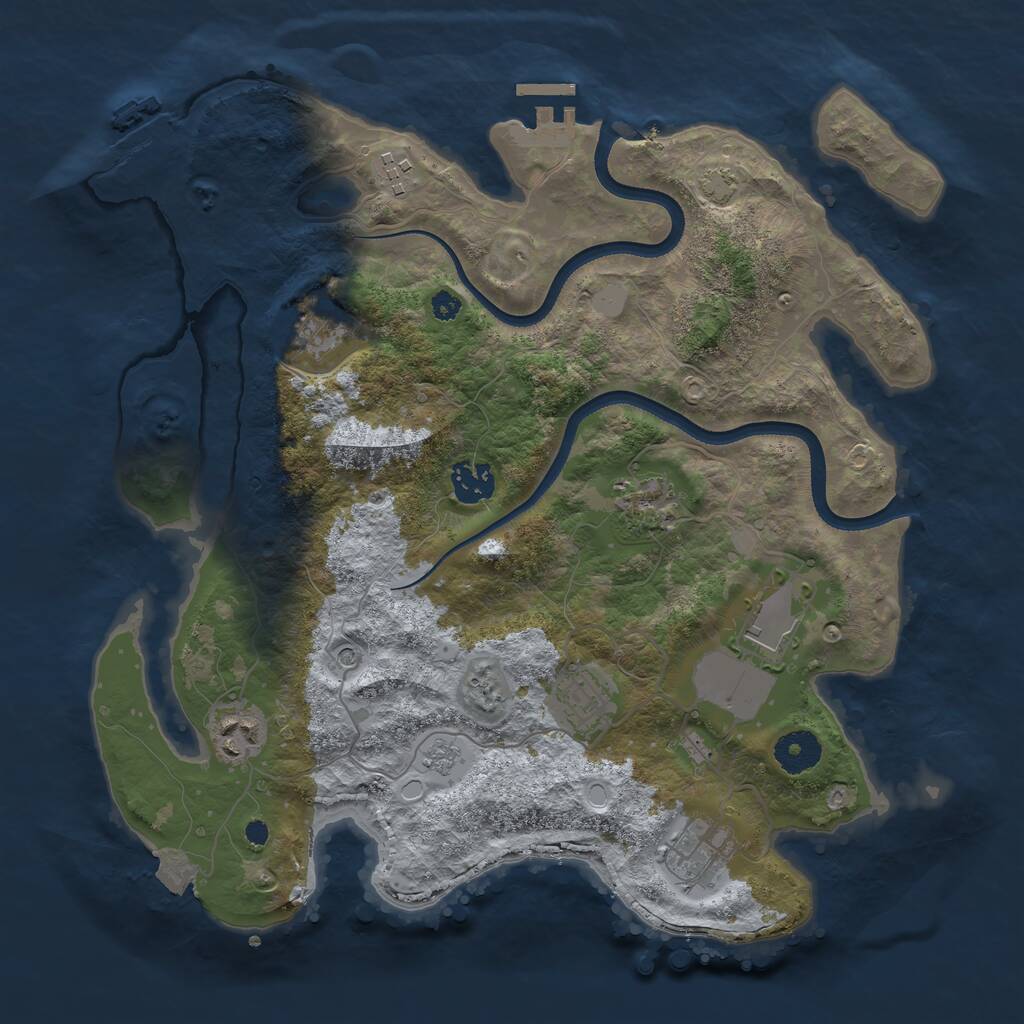Rust Map: Procedural Map, Size: 3500, Seed: 819186564, 14 Monuments