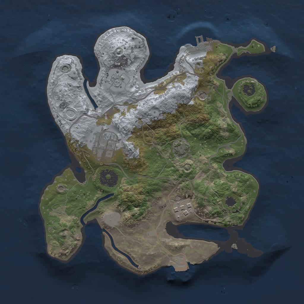 Rust Map: Procedural Map, Size: 2500, Seed: 200224, 9 Monuments