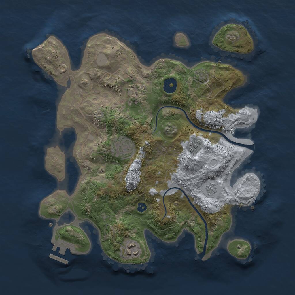 Rust Map: Procedural Map, Size: 3000, Seed: 390232276, 8 Monuments