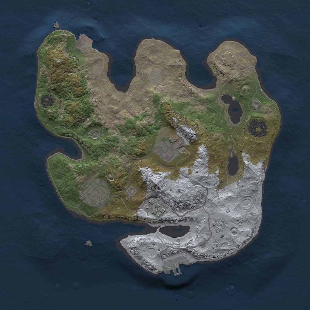 Rust Map: Procedural Map, Size: 2500, Seed: 1104373068, 10 Monuments