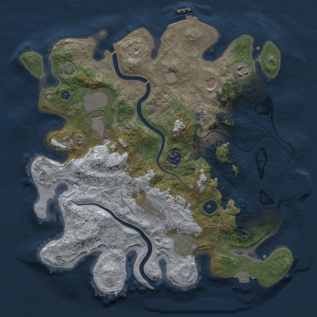 Rust Map: Procedural Map, Size: 3500, Seed: 87623, 13 Monuments