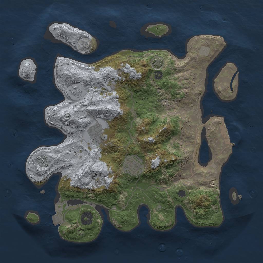 Rust Map: Procedural Map, Size: 3000, Seed: 1642147788, 10 Monuments