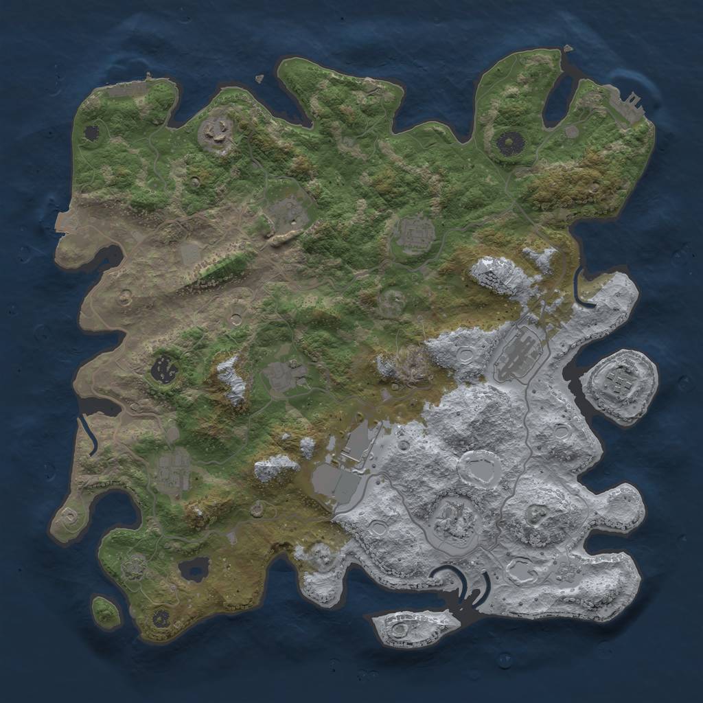Rust Map: Procedural Map, Size: 4000, Seed: 342029658, 18 Monuments