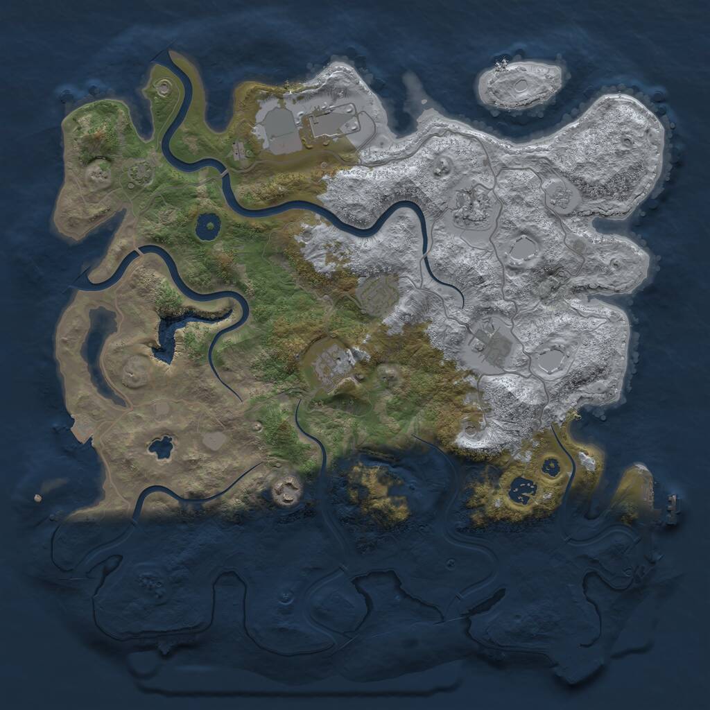 Rust Map: Procedural Map, Size: 4000, Seed: 2054255069, 13 Monuments