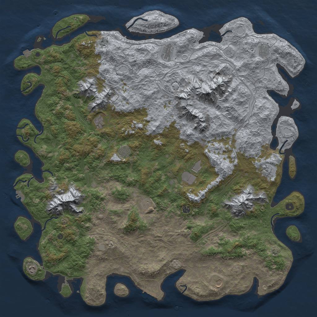 Rust Map: Procedural Map, Size: 6000, Seed: 23113, 19 Monuments