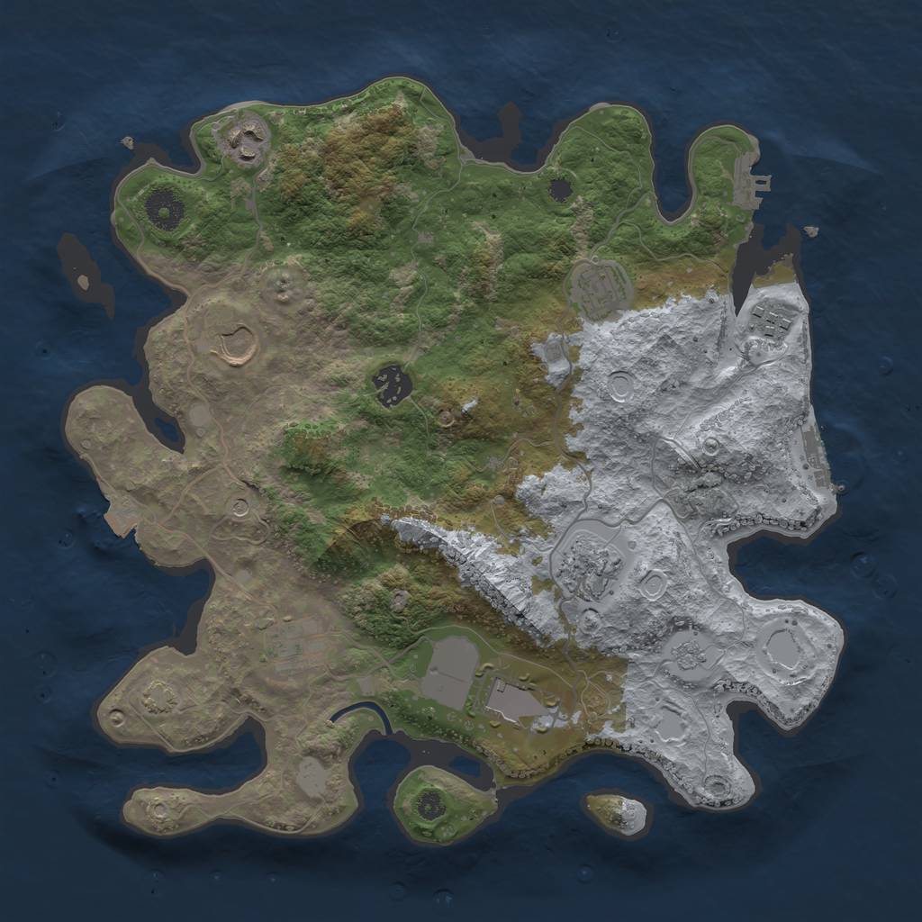 Rust Map: Procedural Map, Size: 3500, Seed: 1141245351, 16 Monuments