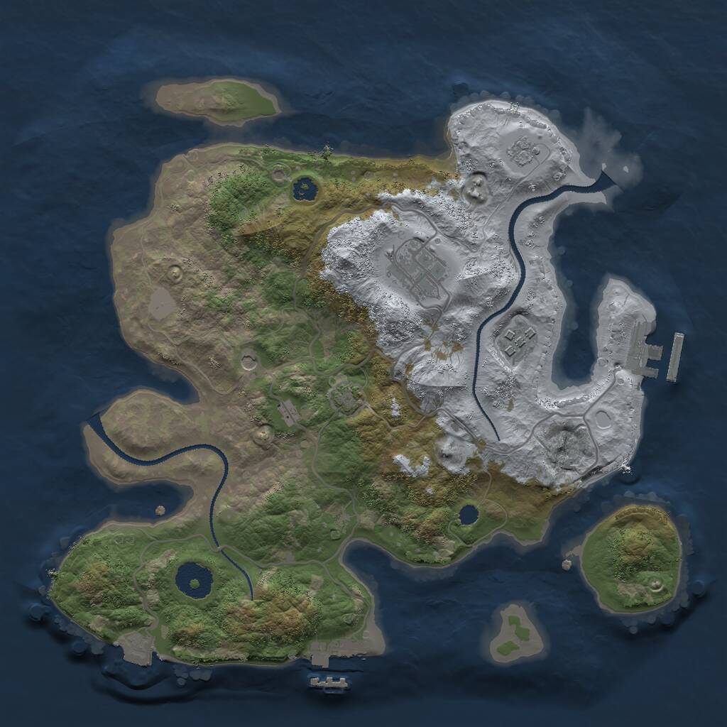 Rust Map: Procedural Map, Size: 3000, Seed: 453274, 8 Monuments
