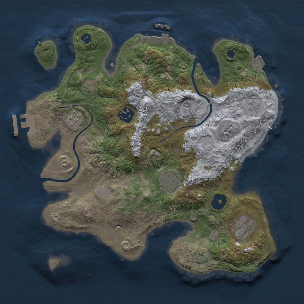 Rust Map: Procedural Map, Size: 3000, Seed: 53987382, 10 Monuments