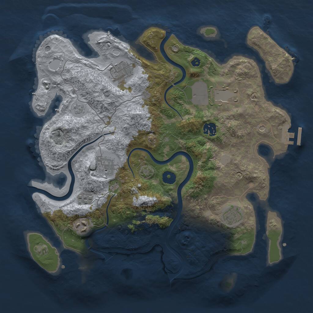 Rust Map: Procedural Map, Size: 3500, Seed: 934673674, 12 Monuments