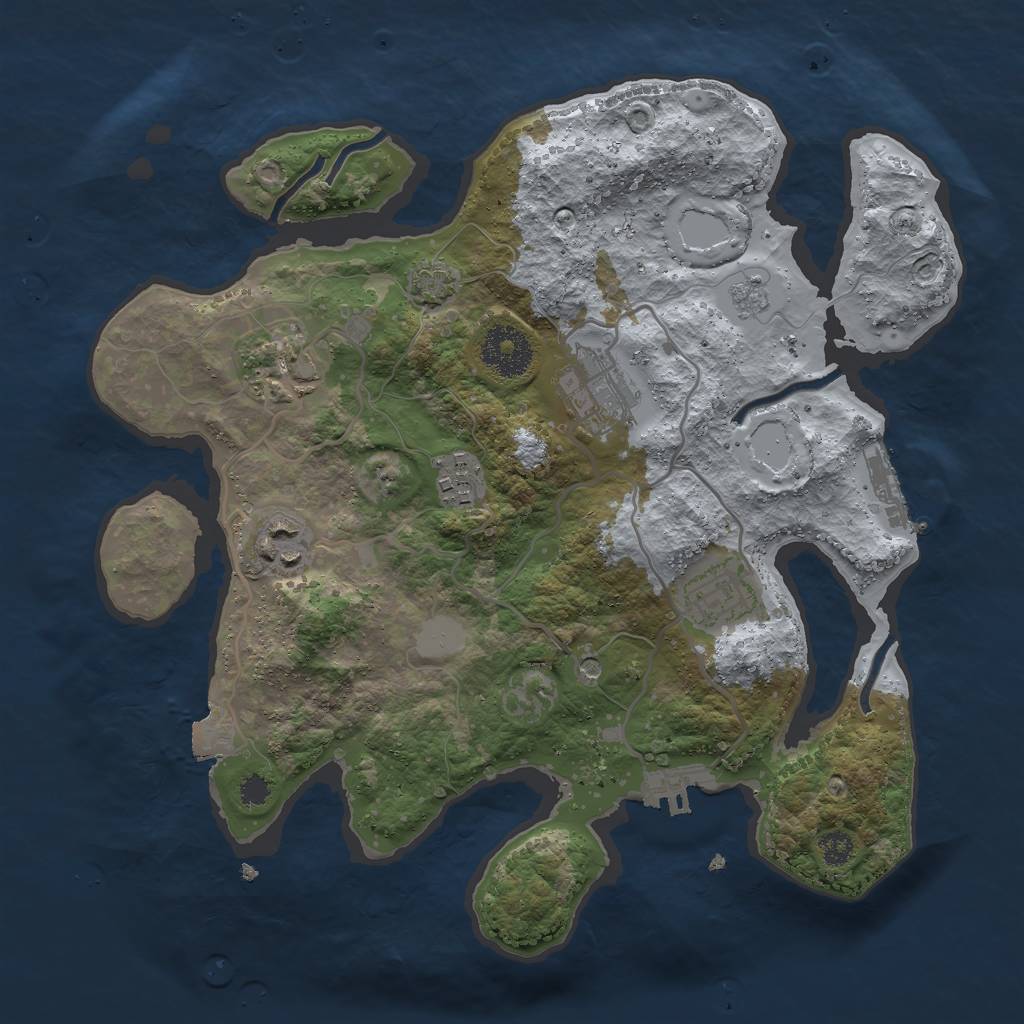 Rust Map: Procedural Map, Size: 3000, Seed: 1988589955, 13 Monuments
