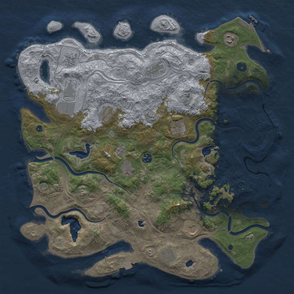 Rust Map: Procedural Map, Size: 4500, Seed: 1732246464, 17 Monuments