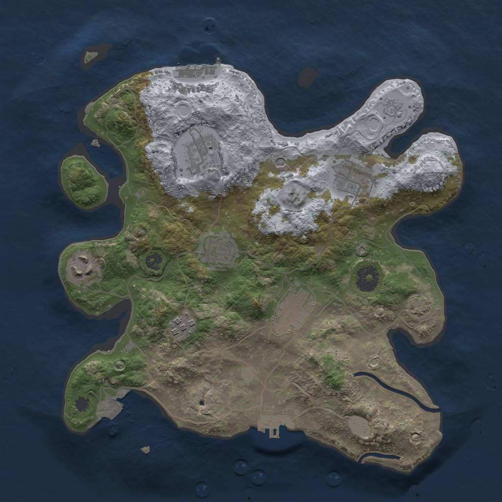 Rust Map: Procedural Map, Size: 3000, Seed: 886127151, 14 Monuments