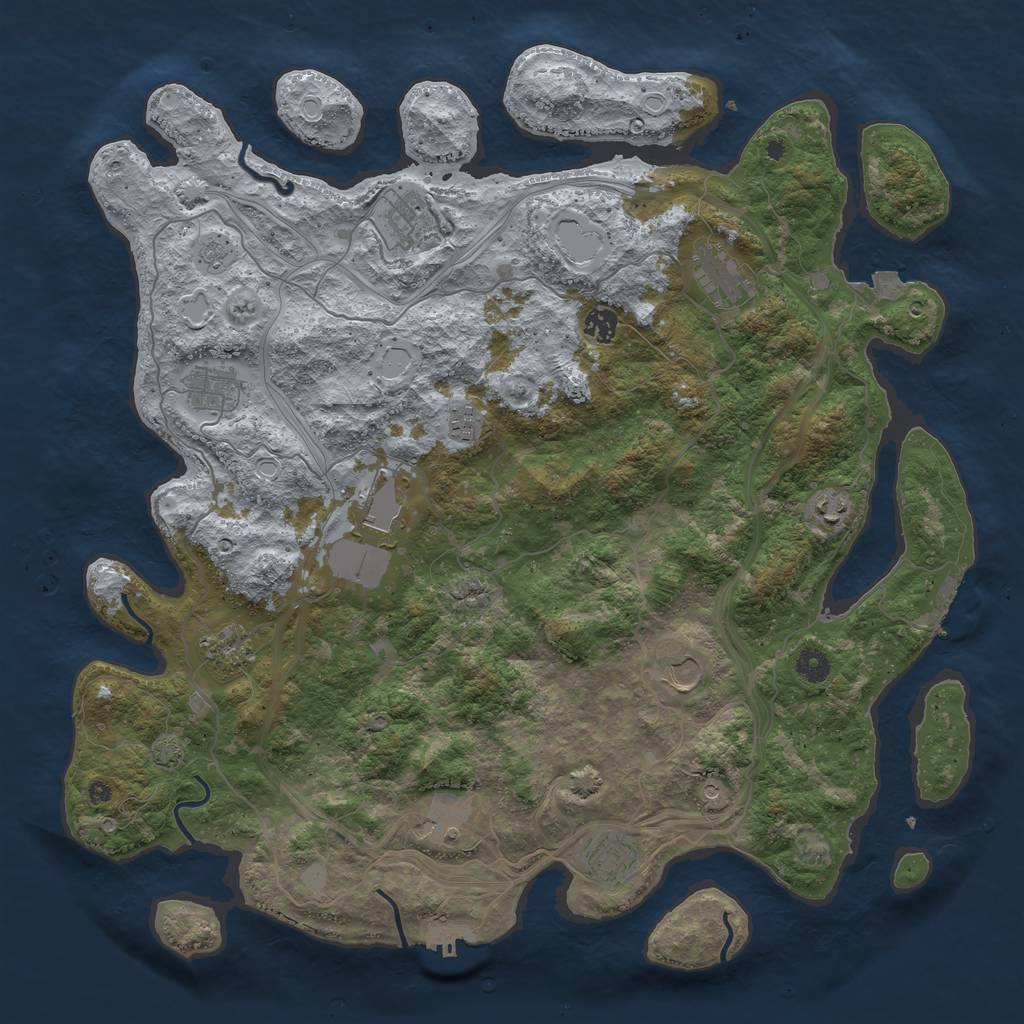 Rust Map: Procedural Map, Size: 4500, Seed: 1912375403, 19 Monuments