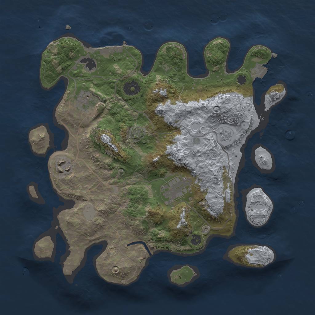 Rust Map: Procedural Map, Size: 3000, Seed: 52585456, 9 Monuments