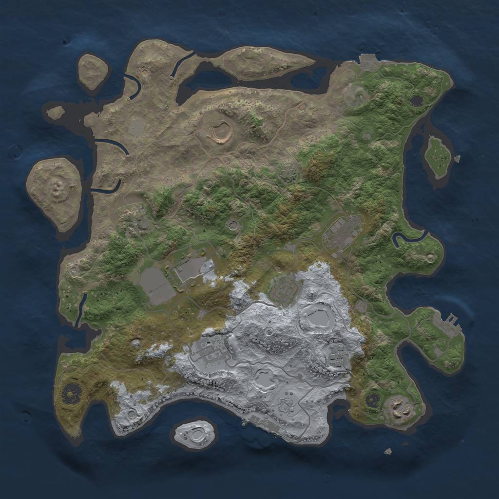 Rust Map: Procedural Map, Size: 3500, Seed: 558262519, 16 Monuments